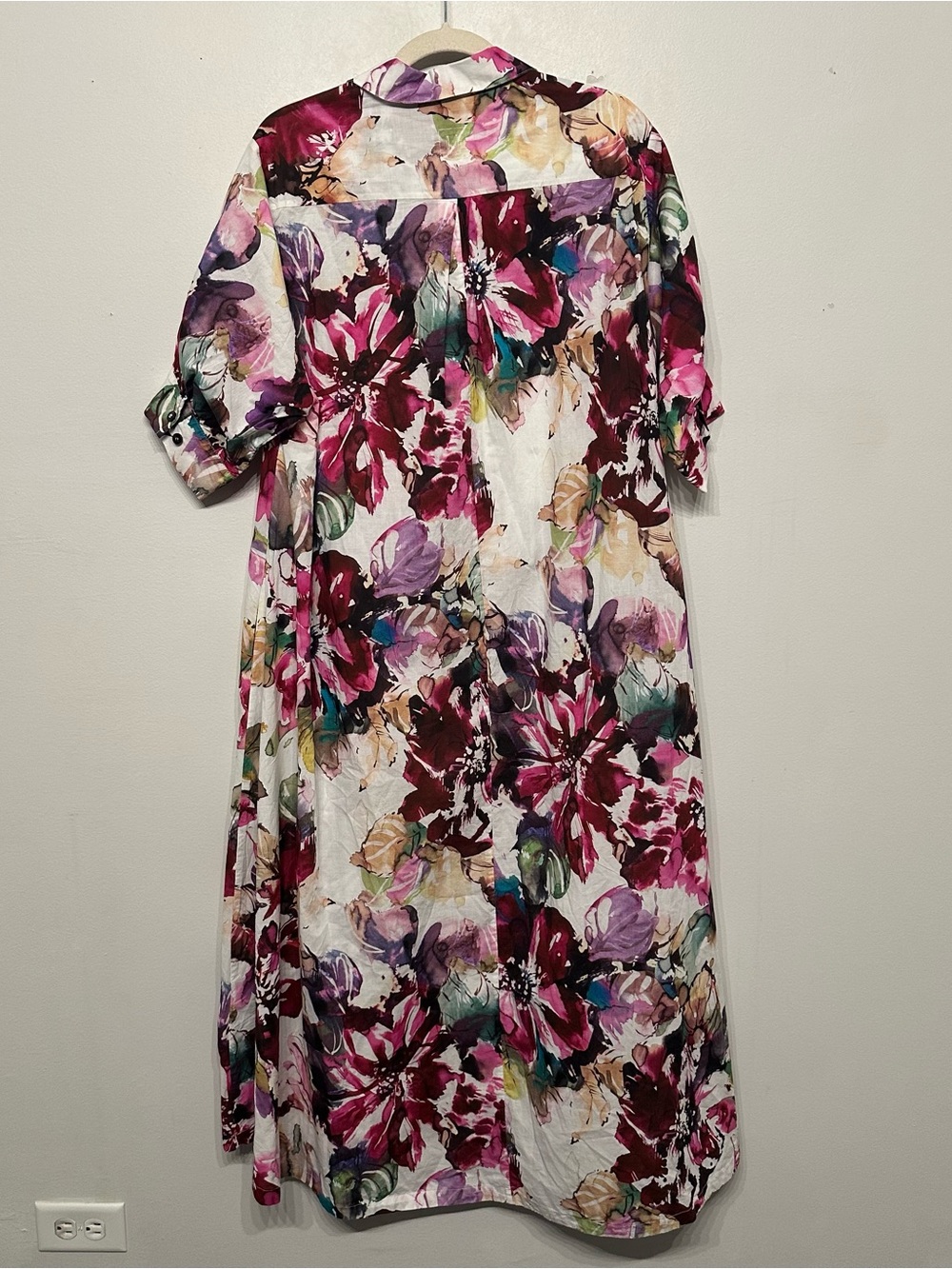 Hannes Roether Floral Cotton Shirt Midi Dress Large - Picture 3 of 9